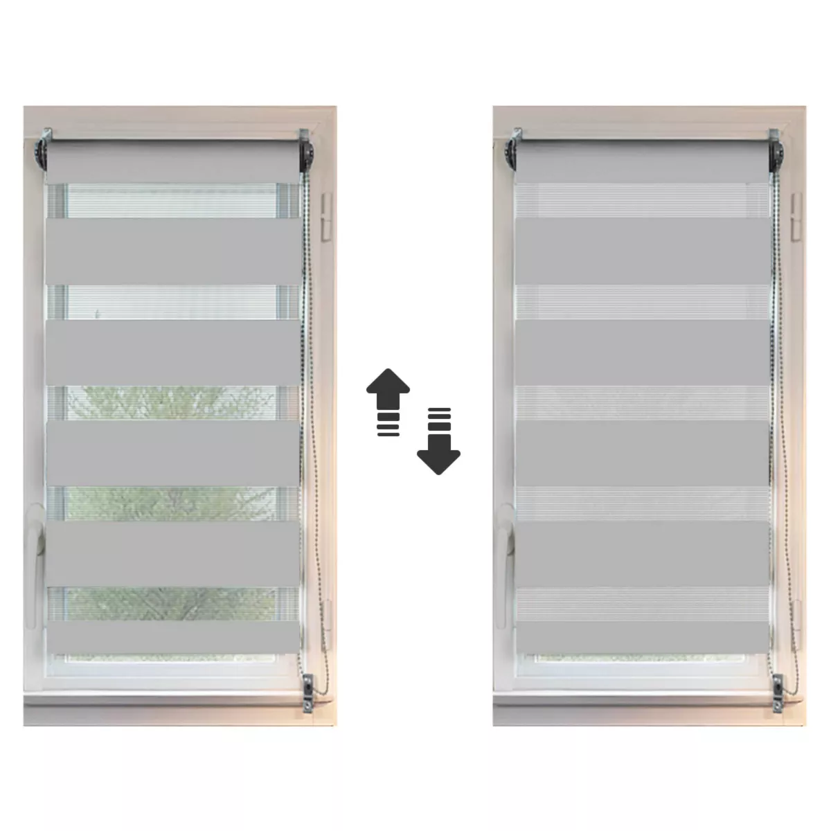 Estor enrollable (45 Alto 90 cm) Día/Noche Gris claro 3