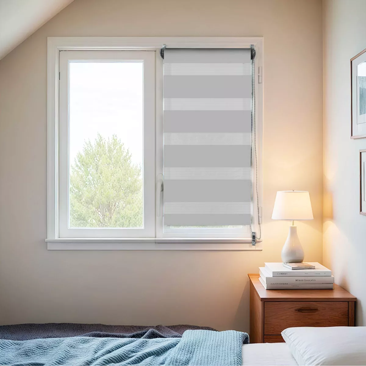 Estor enrollable (45 Alto 90 cm) Día/Noche Gris claro 2