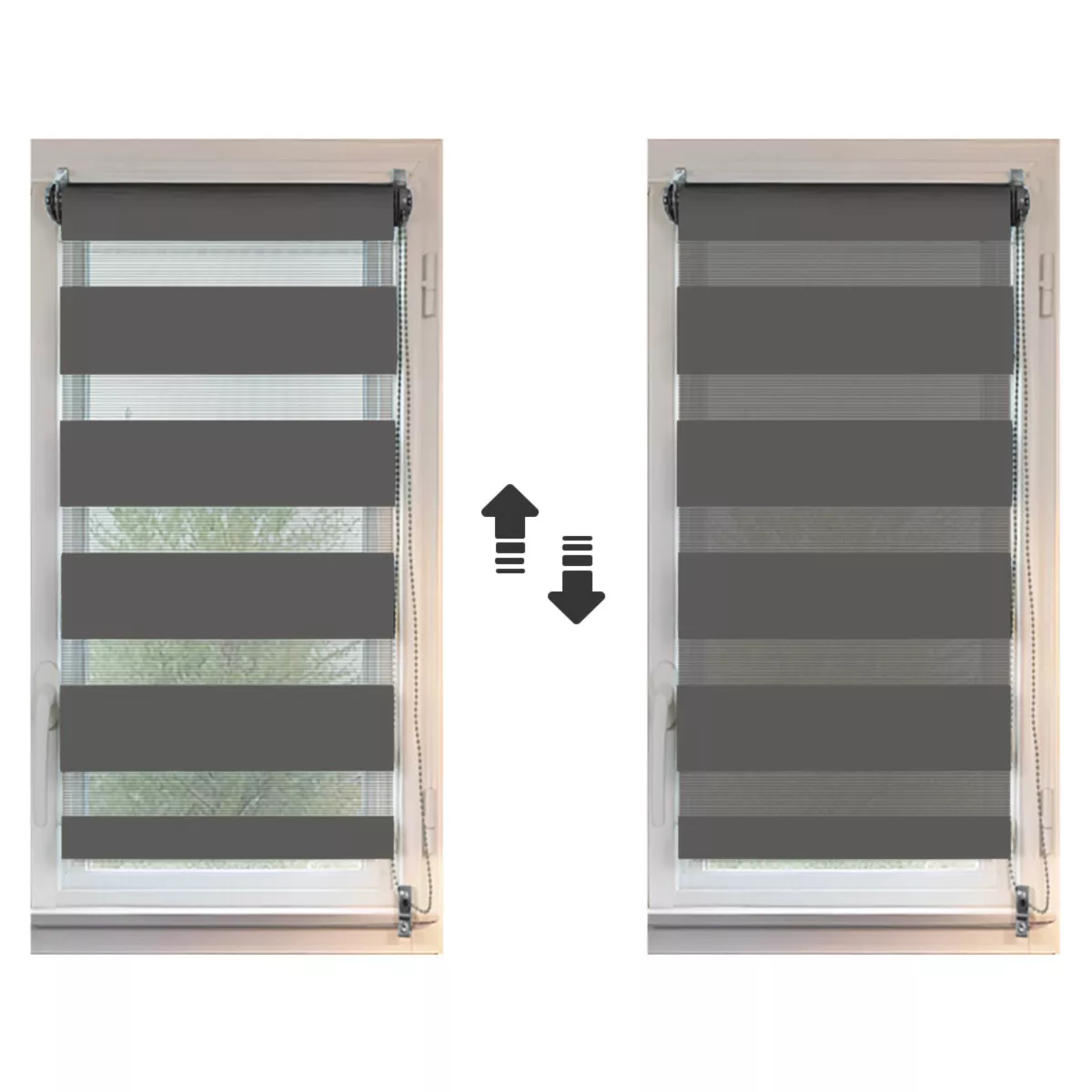 Doppelrollo Tag & Nacht (60 x H90 cm) Anthrazitgrau 3