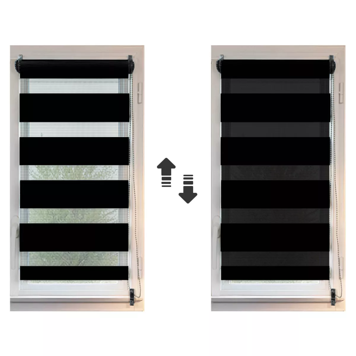 Store enrouleur Jour / Nuit (45 x 90 cm) Noir