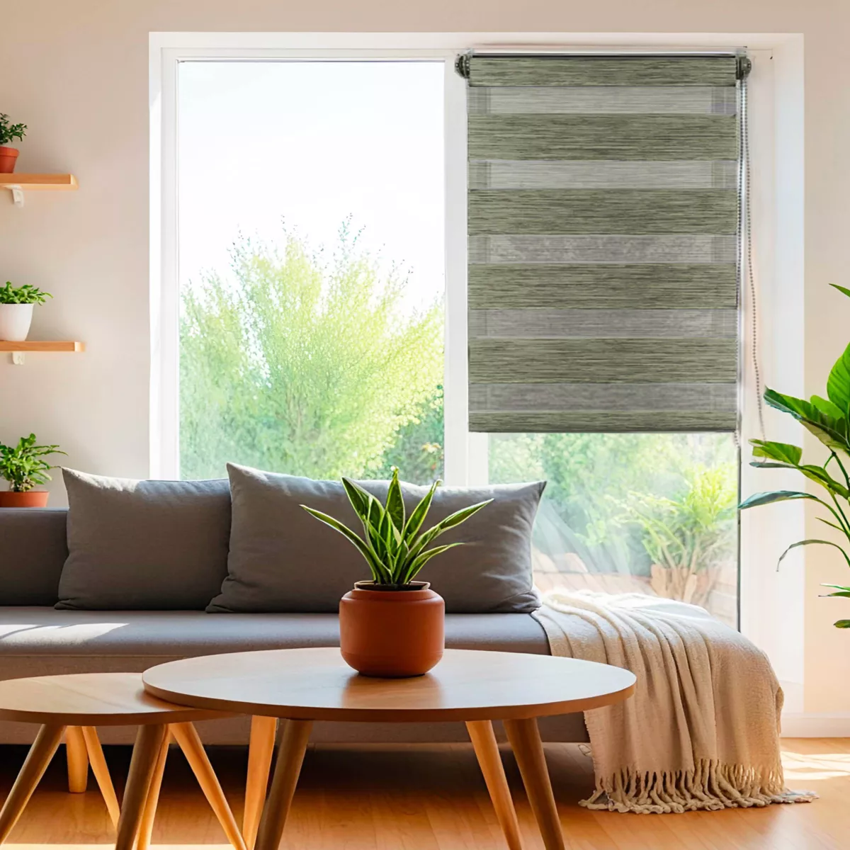 Estor enrollable Día / Noche (75 x 180 cm) Verde jaspeado