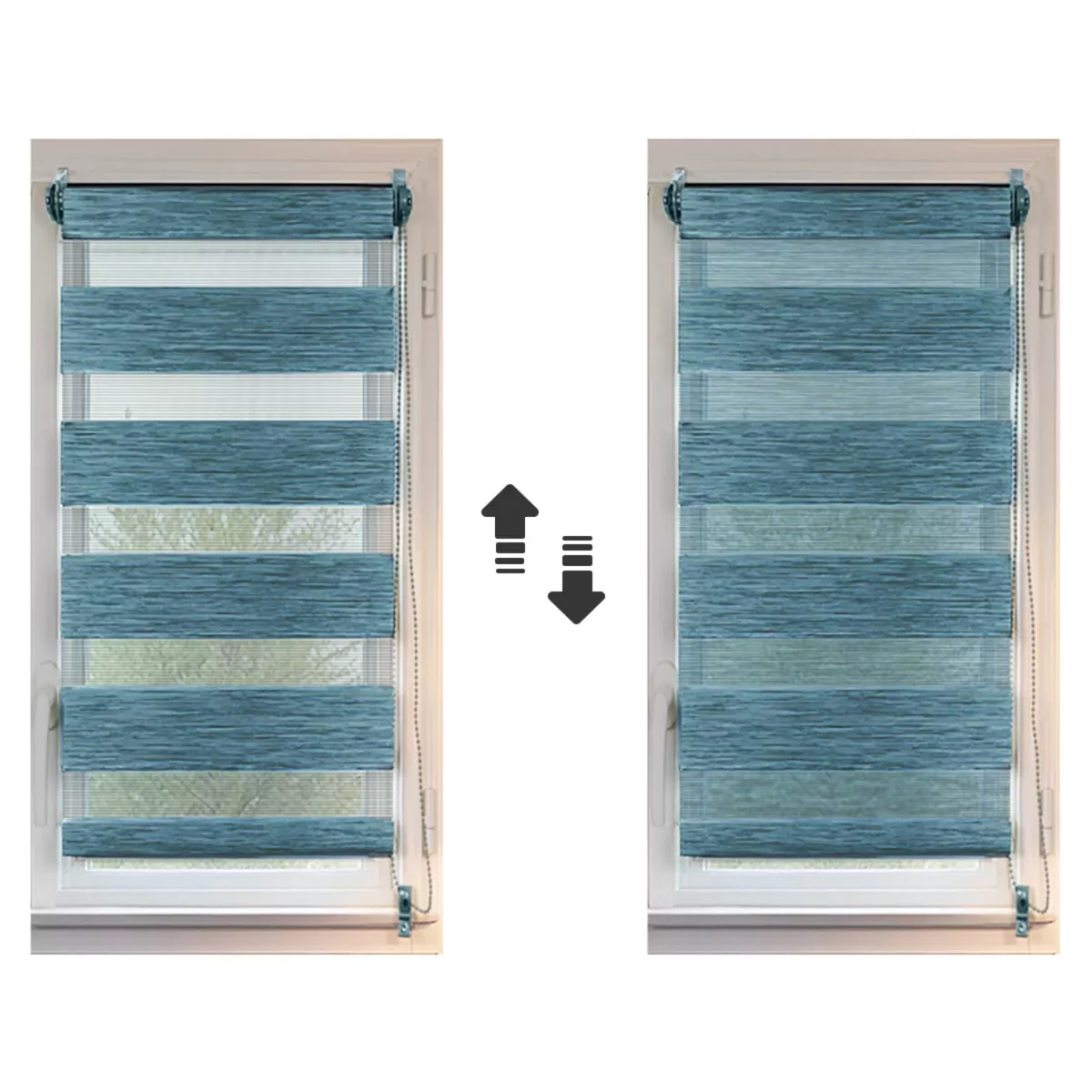 Store enrouleur Jour / Nuit (60 x 90 cm) Bleu chiné