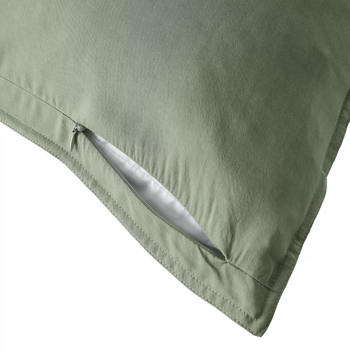 Taie d'oreiller carrée lyocell Tencel™ lavé (80 x 80 cm) Olivia Vert romarin