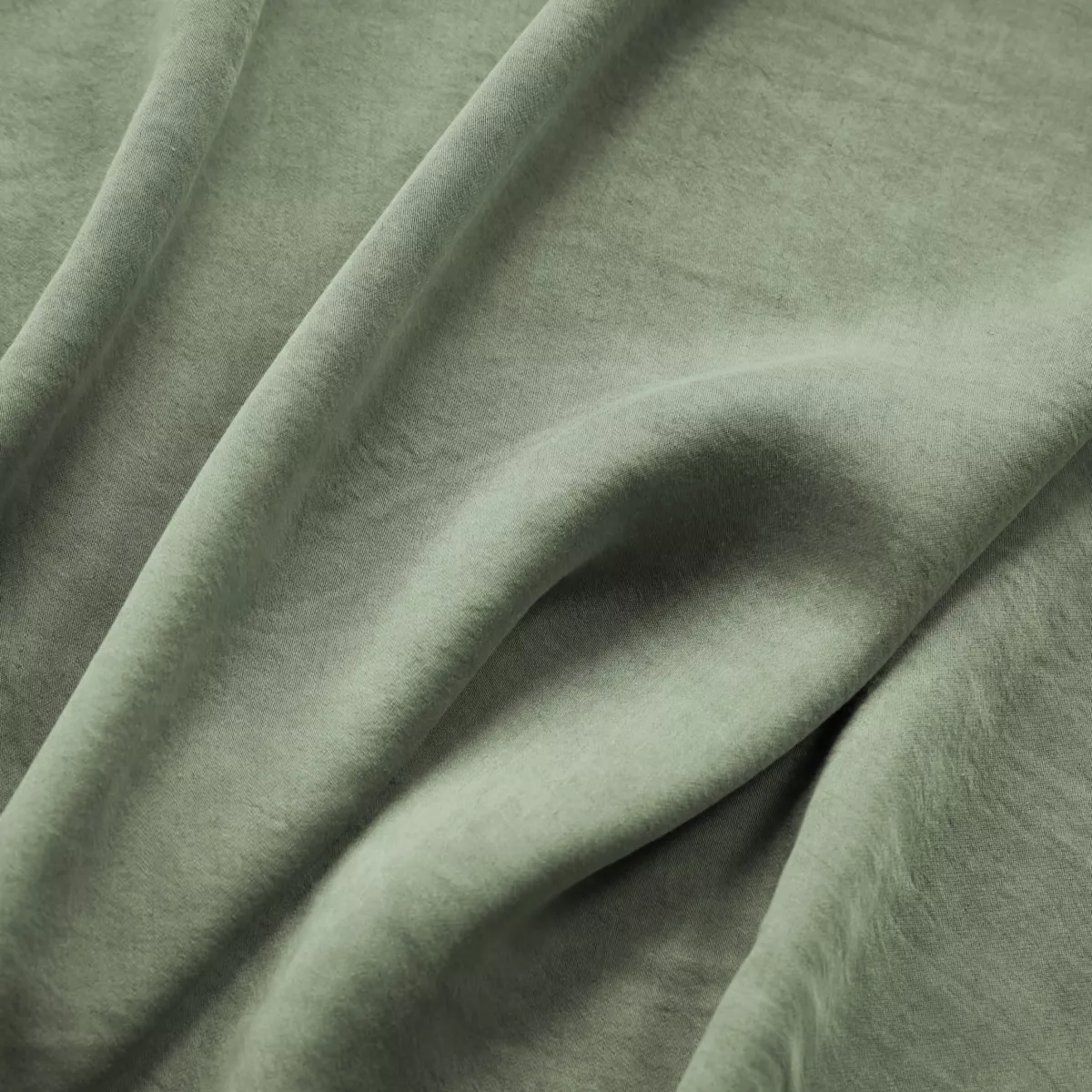 Drap housse lyocell Tencel™ lavé (140 x 190 cm) Olivia Vert romarin
