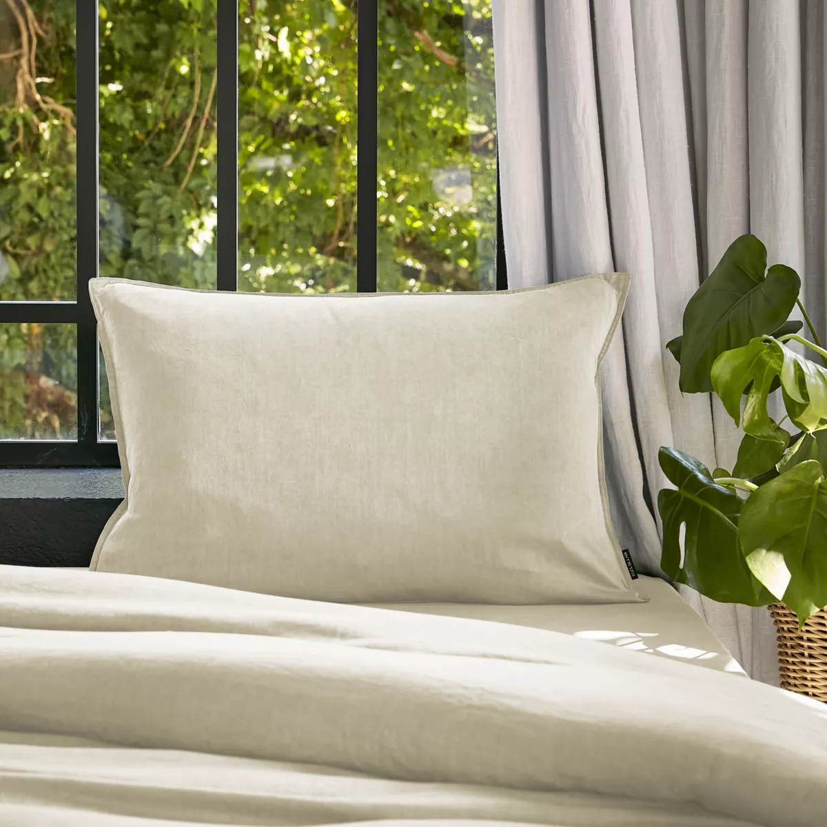 Taie d'oreiller rectangulaire lyocell Tencel™ lavé (50 x 80 cm) Olivia Beige pampa