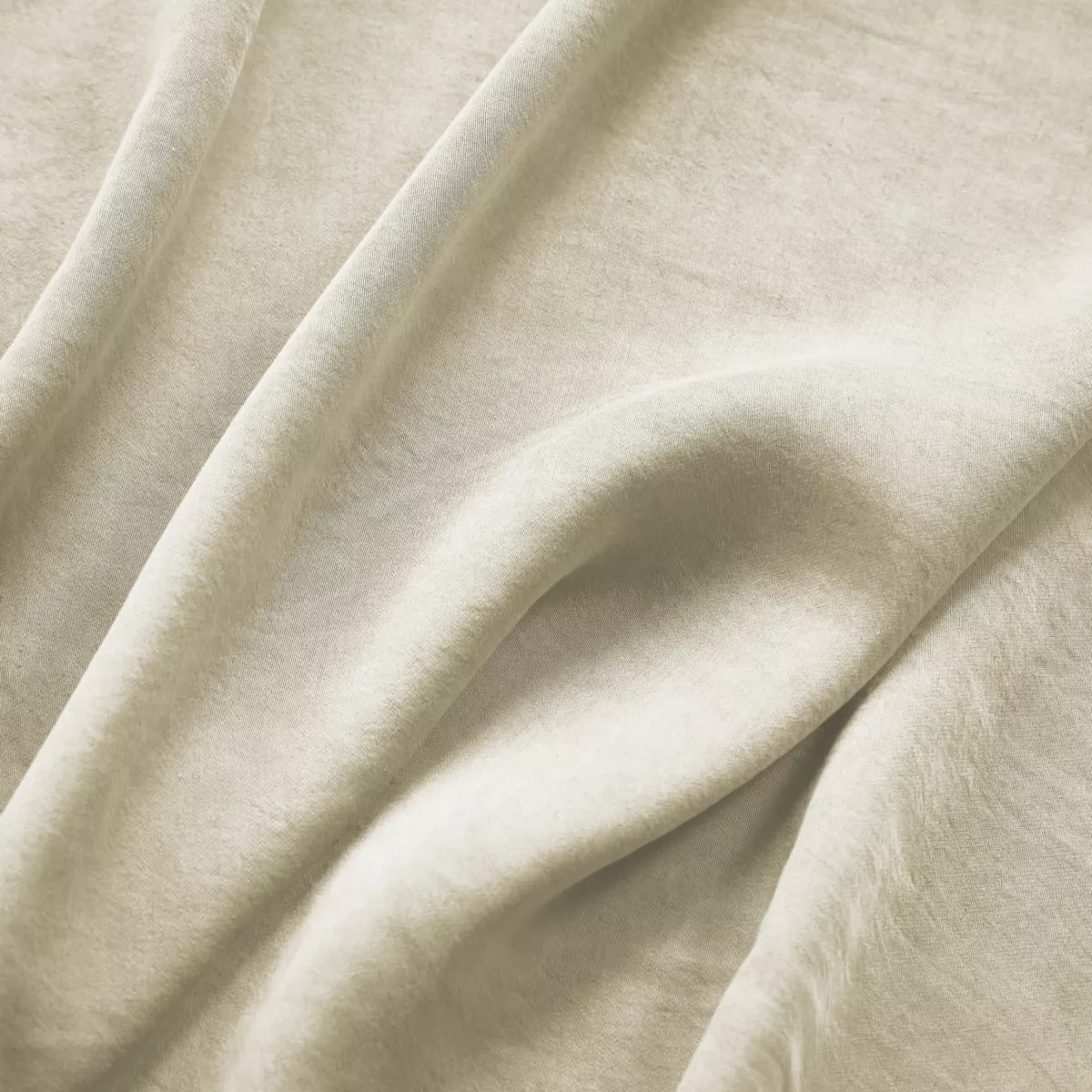 Drap housse lyocell Tencel™ lavé (90 x 190 cm) Olivia Beige pampa