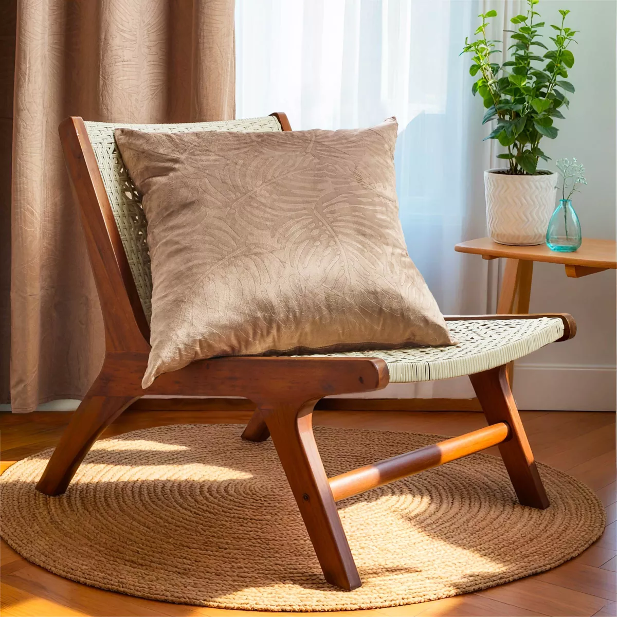 Cuscino quadrato velluto (60 x 60 cm) Fern Tortora