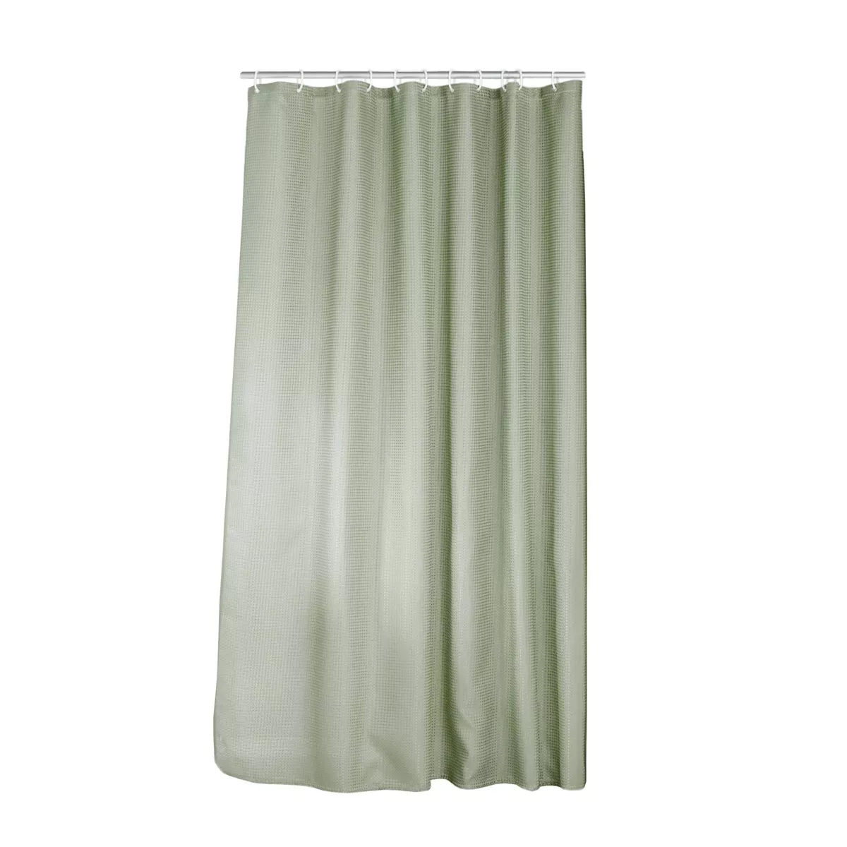Cortina de ducha con efecto tejido con anillas (180 x 200 cm) Cuarzo Verde Pino