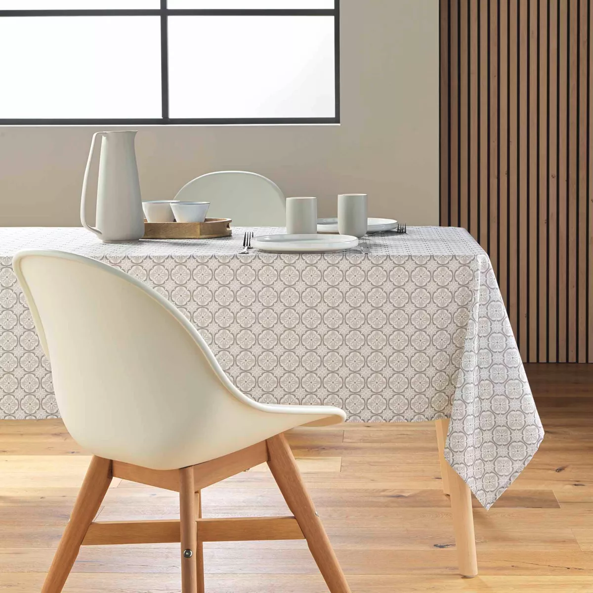 Nappe Rectangle (145 x 240 cm) Costaria Naturel, Polyester ImprimŽ