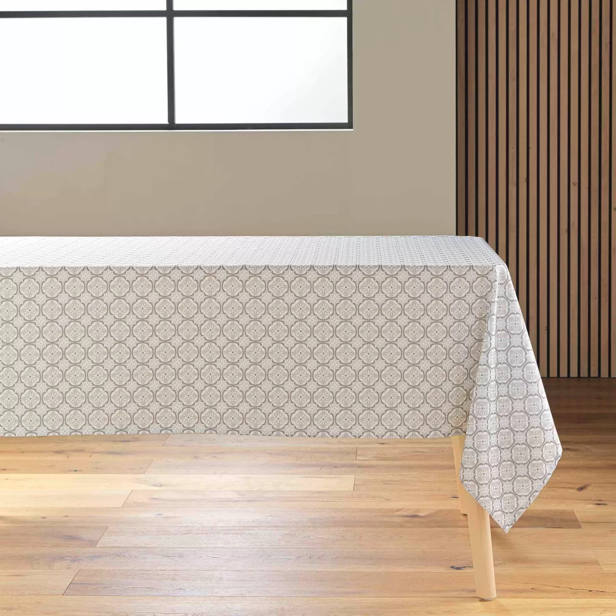 Nappe Rectangle (145 x 240 cm) Costaria Naturel, Polyester ImprimŽ