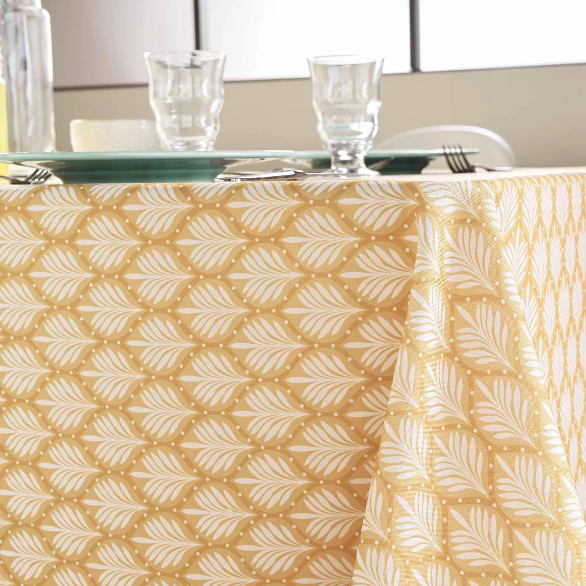 Rechthoekig vlekbestendig tafelkleed (145 x 240 cm) Davia okergeel