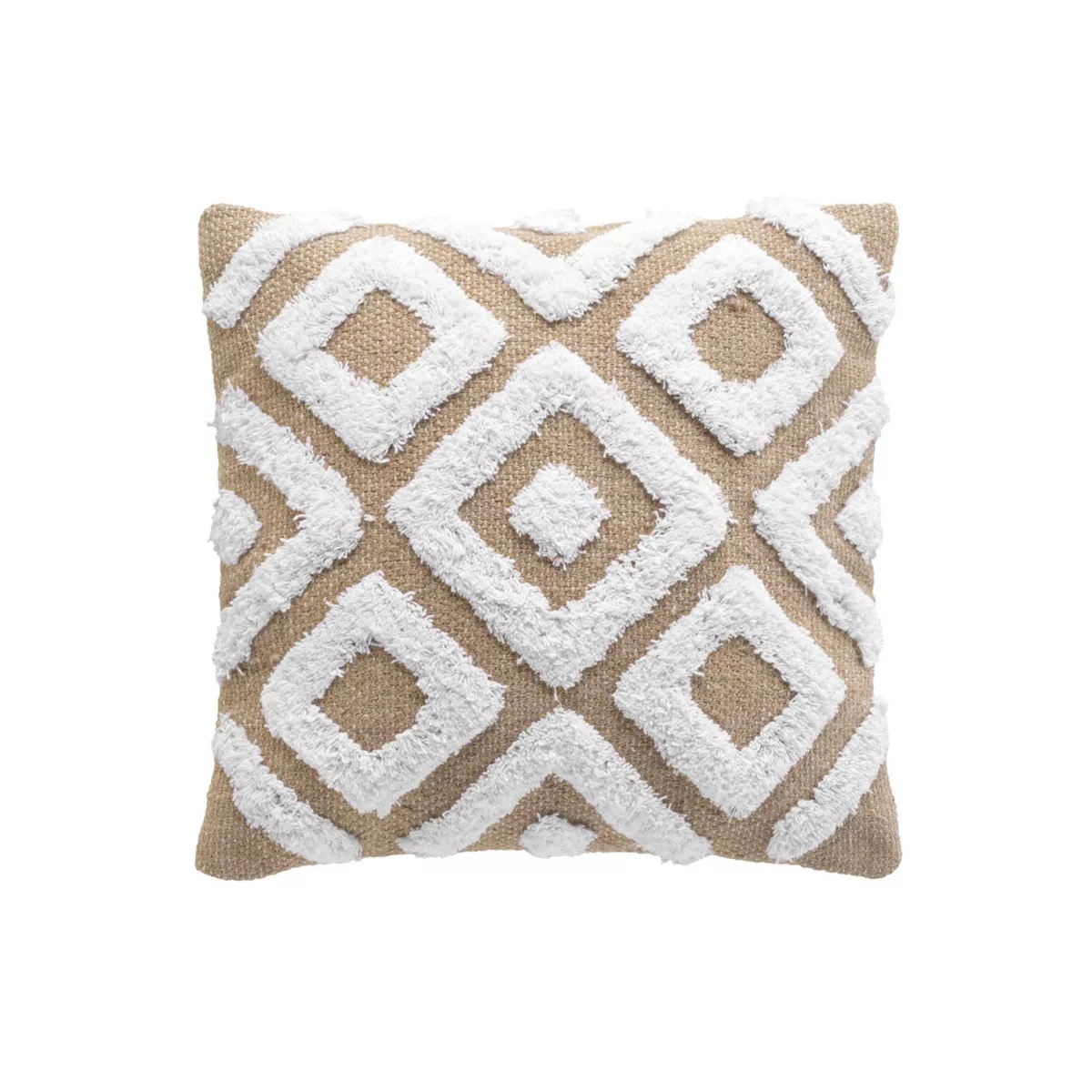 Housse de Coussin (40 x 40 cm) Damia, Jute et Coton TuftŽ