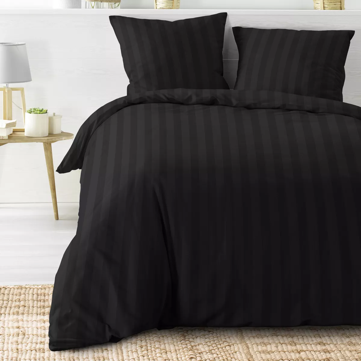 Copripiumino e due federe microfibra (240 x 220 cm) Cleo Nero