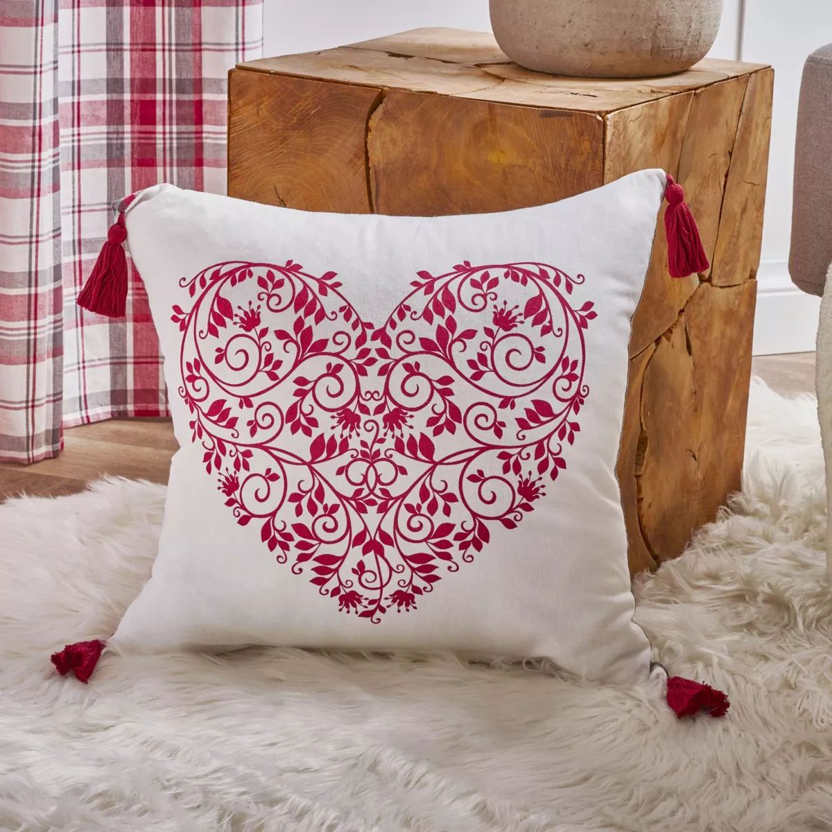 Coussin carré coton (40 x 40 cm) Megeve Rouge