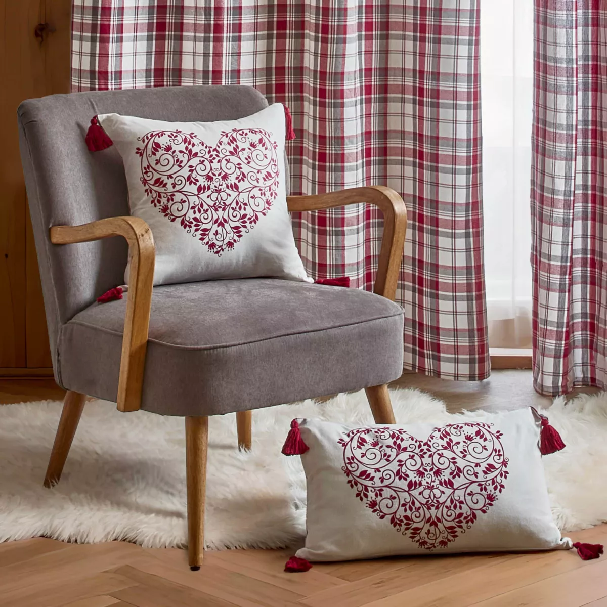 Coussin carré coton (40 x 40 cm) Megeve Rouge