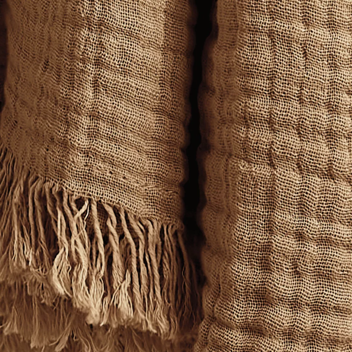 Plaid gaze de coton (160 cm) Gaïa Camel 2