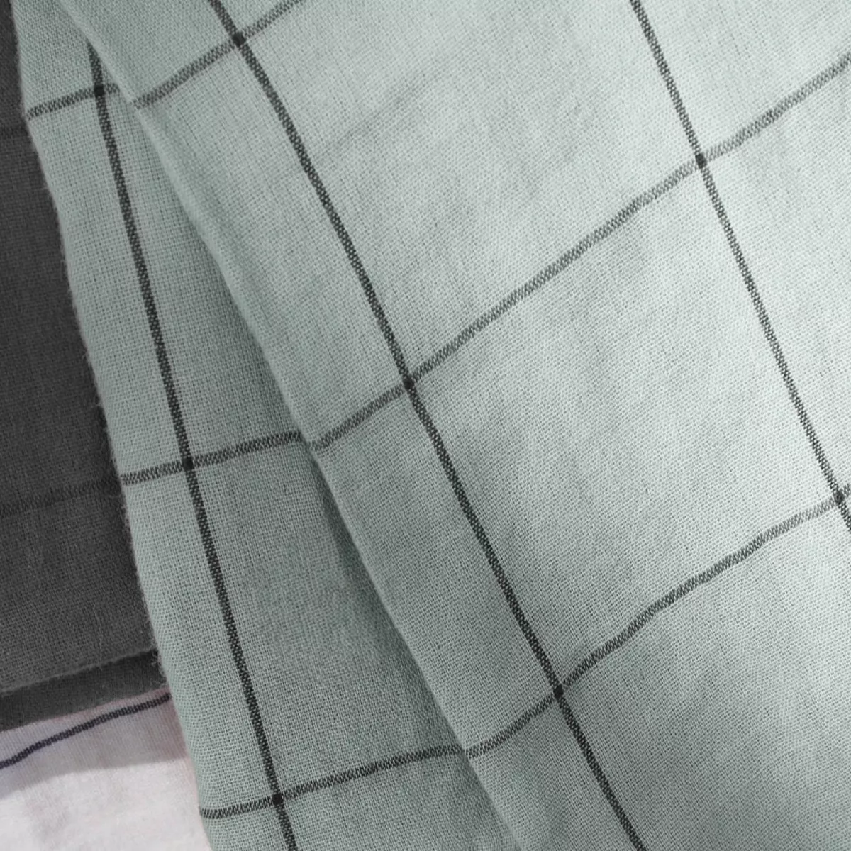 Fodera cuscino quadrata in garza di cotone (60 x 60 cm) Gaïa Match Verde eucalipto