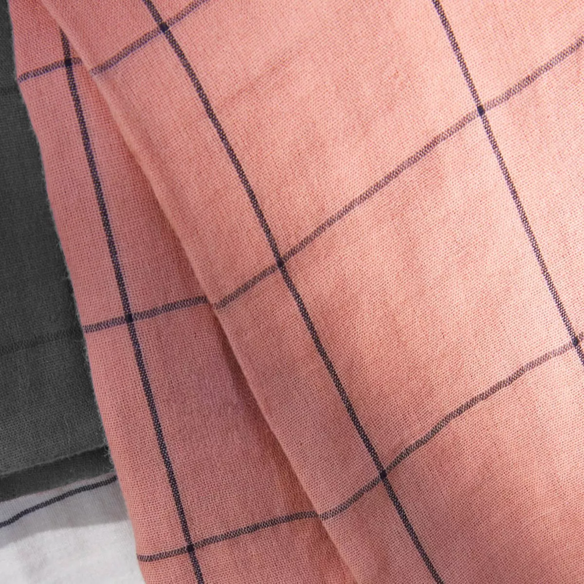 EM - Housse de couette rŽversible 240 x 220 cm Gaze de coton tissŽe teinte GAìA MATCH Rose pche
