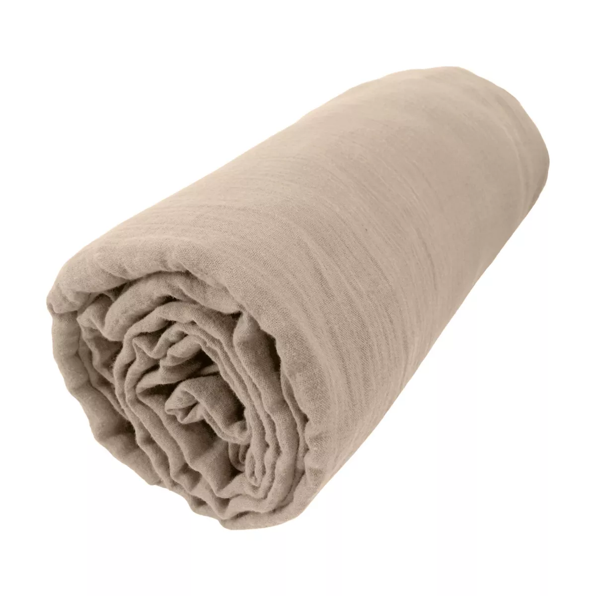 EM - Drap housse 140 x 190 cm Gaze de coton unie GAìA Ficelle