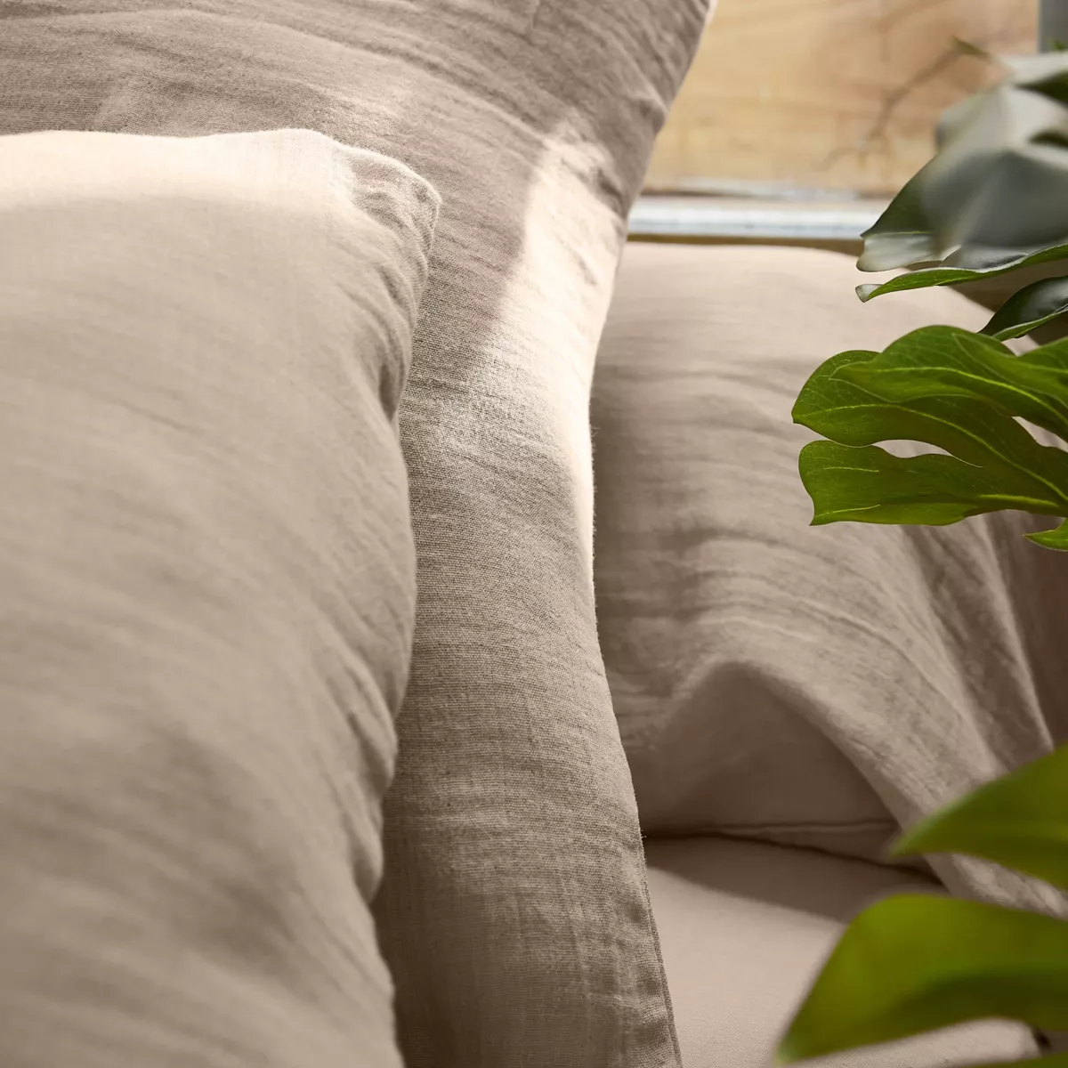 EM - Drap housse 140 x 190 cm Gaze de coton unie GAìA Ficelle