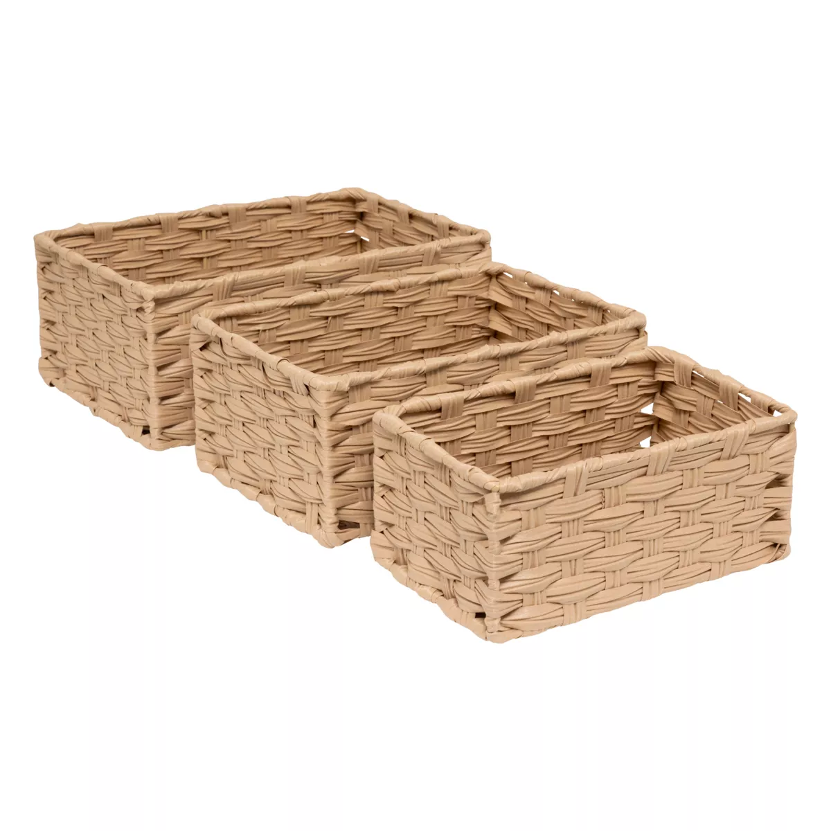 3er Set Aufbewahrungskörbe geflochten hoch (30 x 21 cm) Garlic Beige