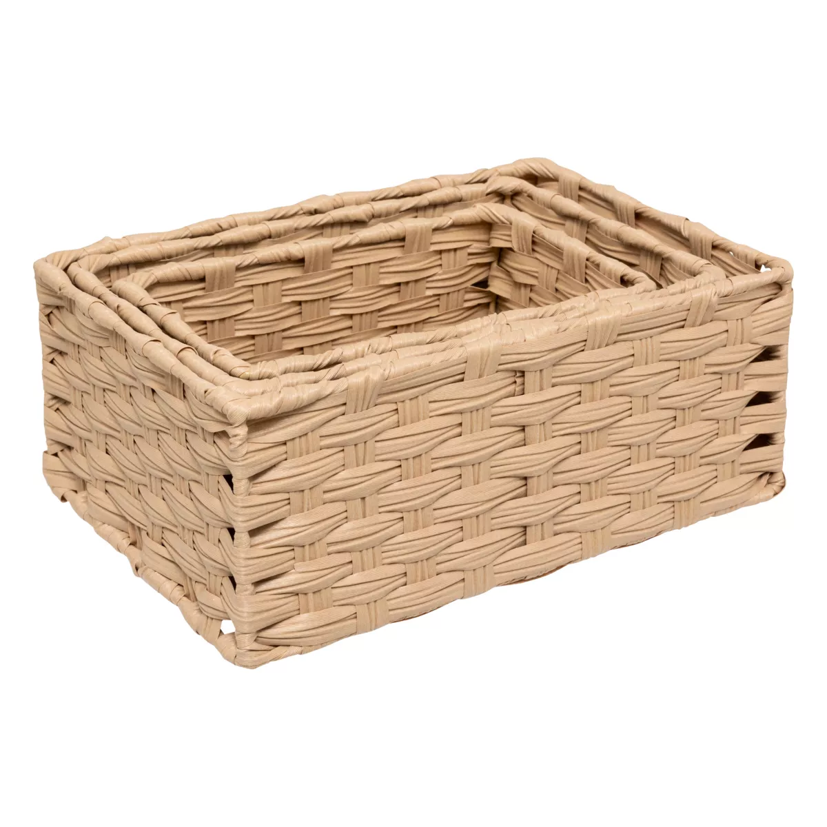 3er Set Aufbewahrungskörbe geflochten hoch (30 x 21 cm) Garlic Beige
