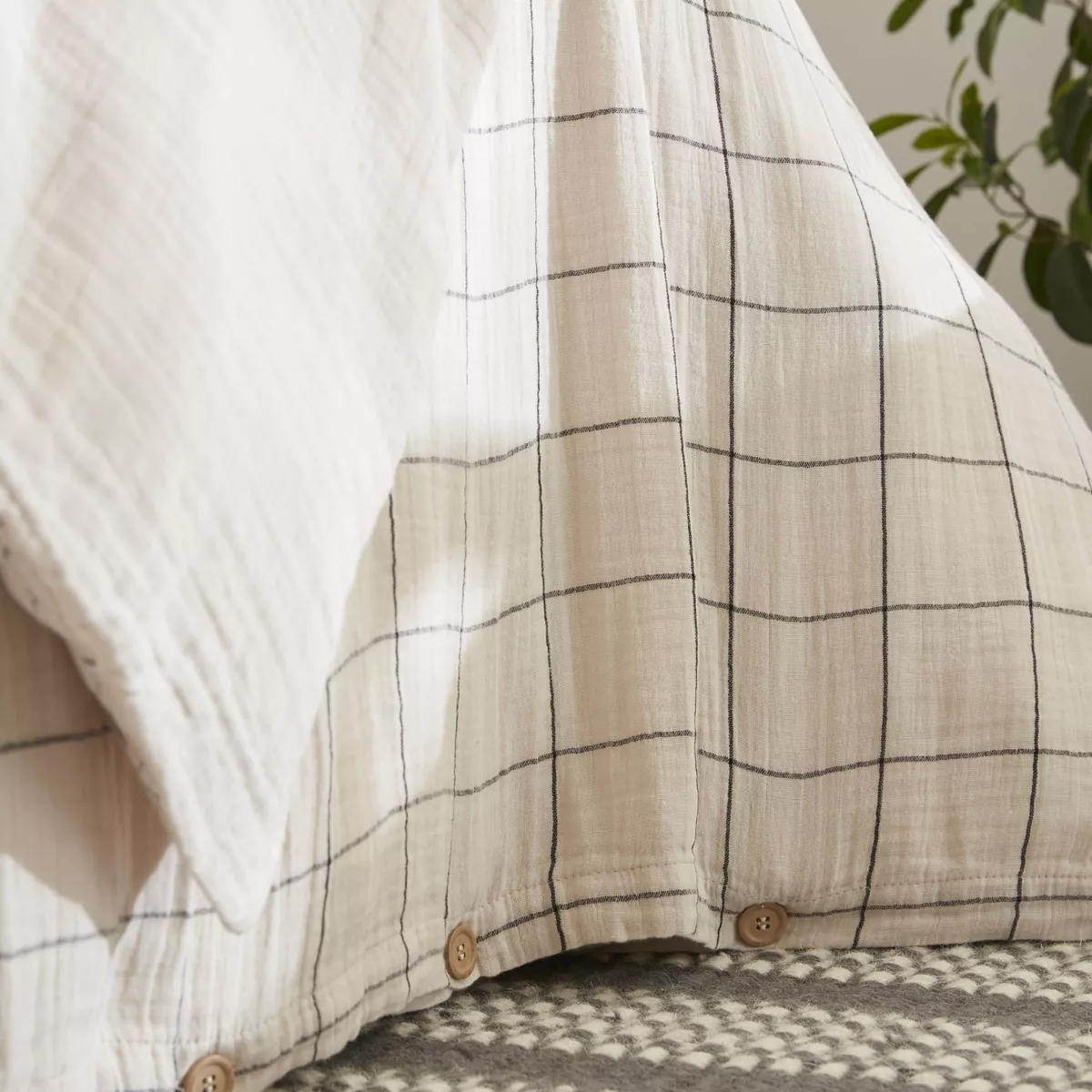 EM - Housse de couette rŽversible 260 x 240 cm Gaze de coton tissŽe teinte GAìA MATCH Pampa