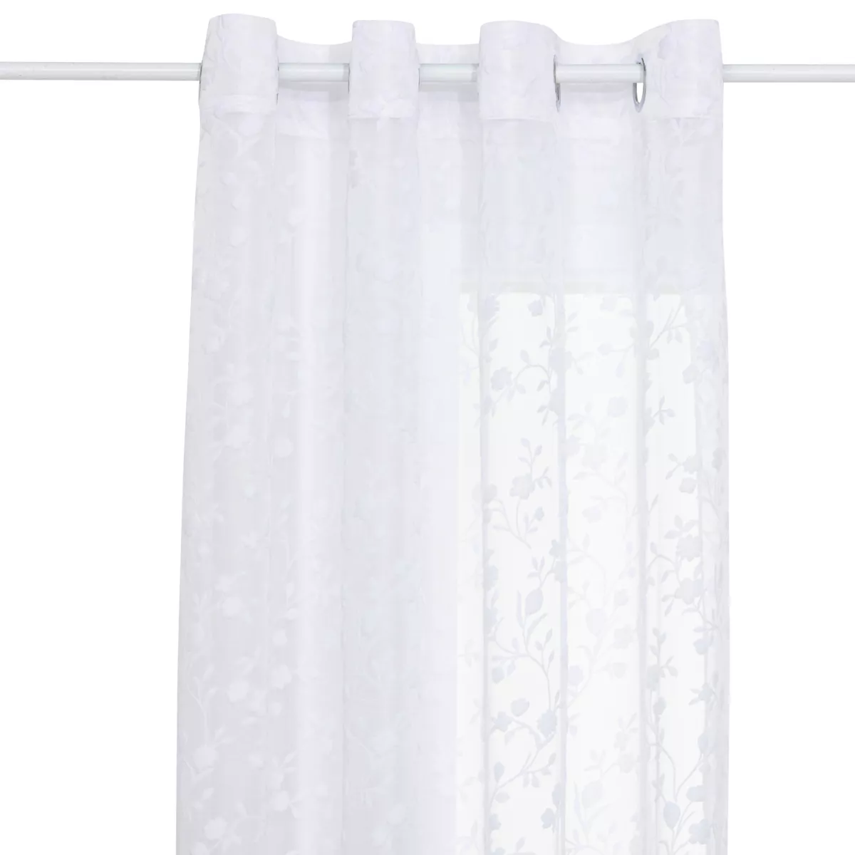 Tenda trasparente occhielli (140 x 240 cm) Flore Bianca