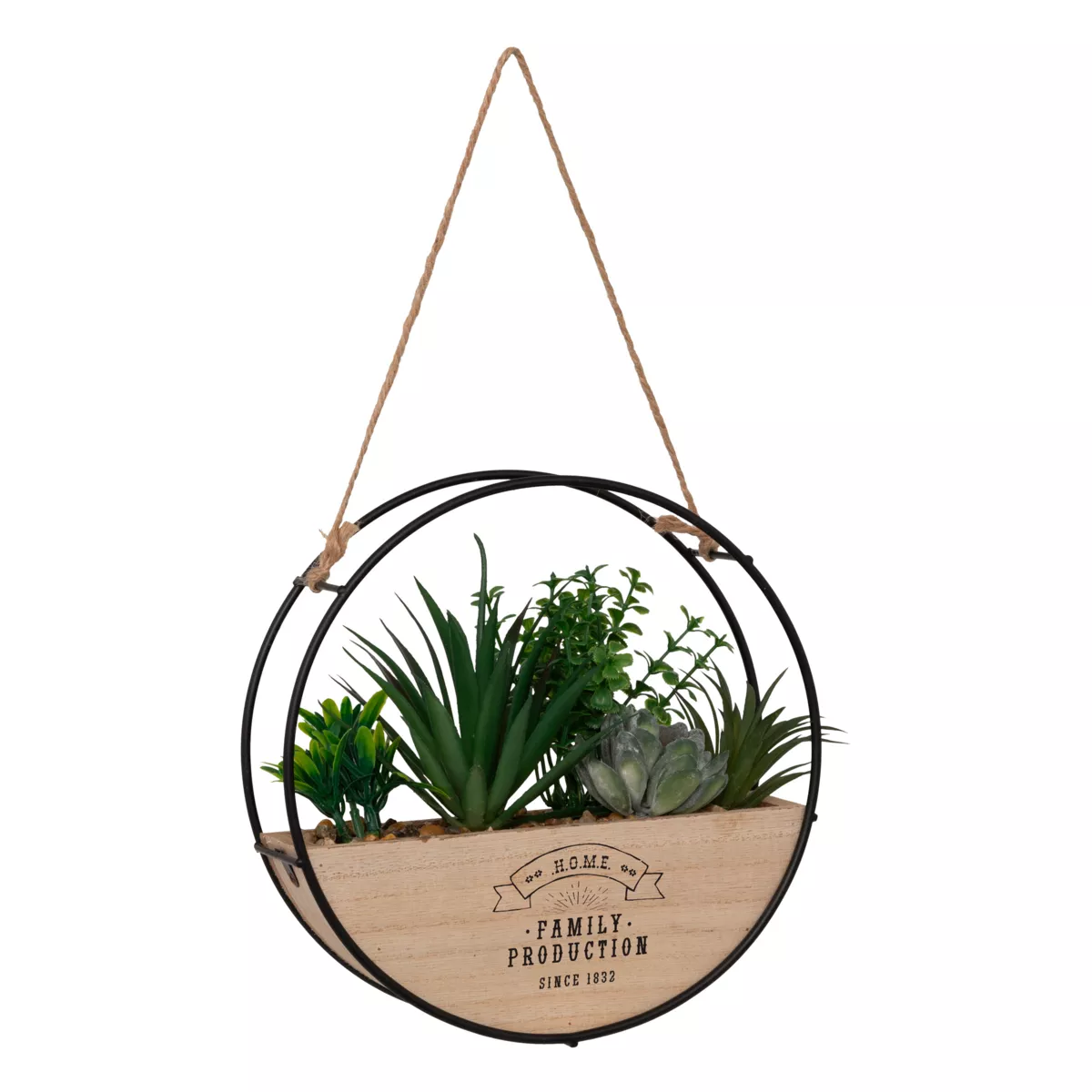 Kunstige planter i træholder til ophæng (D20 cm) Family production