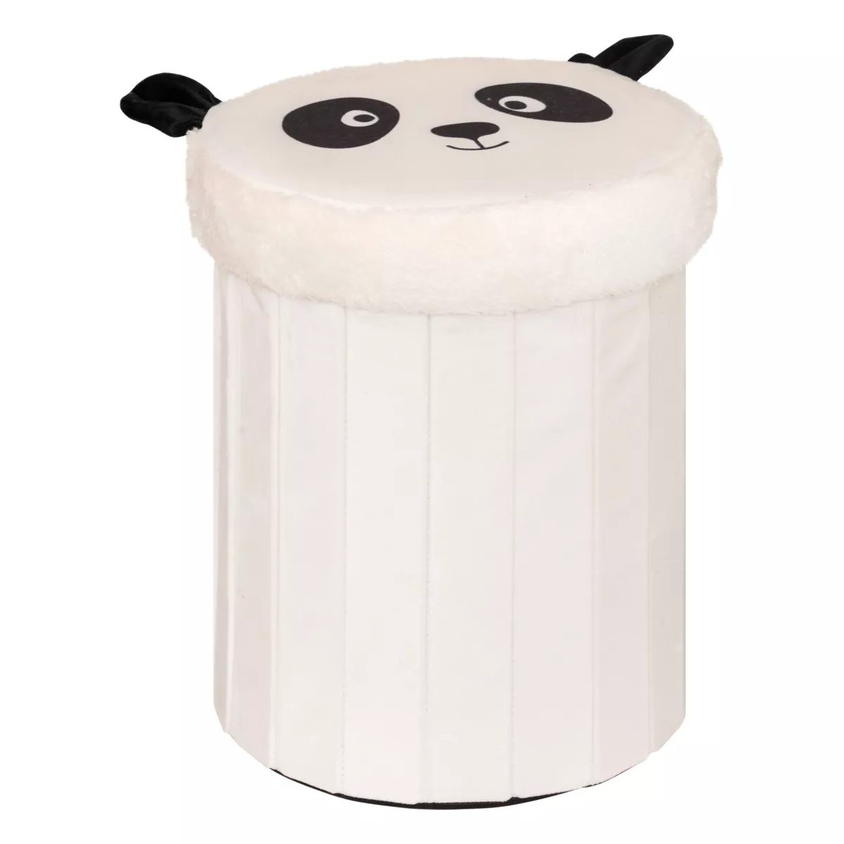 Pouf coffre pliant enfant (H38 cm) Panda Noir