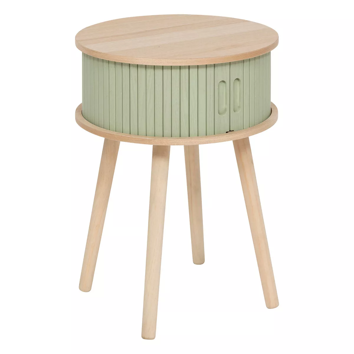 Nachttisch rund aus Holz (H54 cm) Nysos Mintgrün
