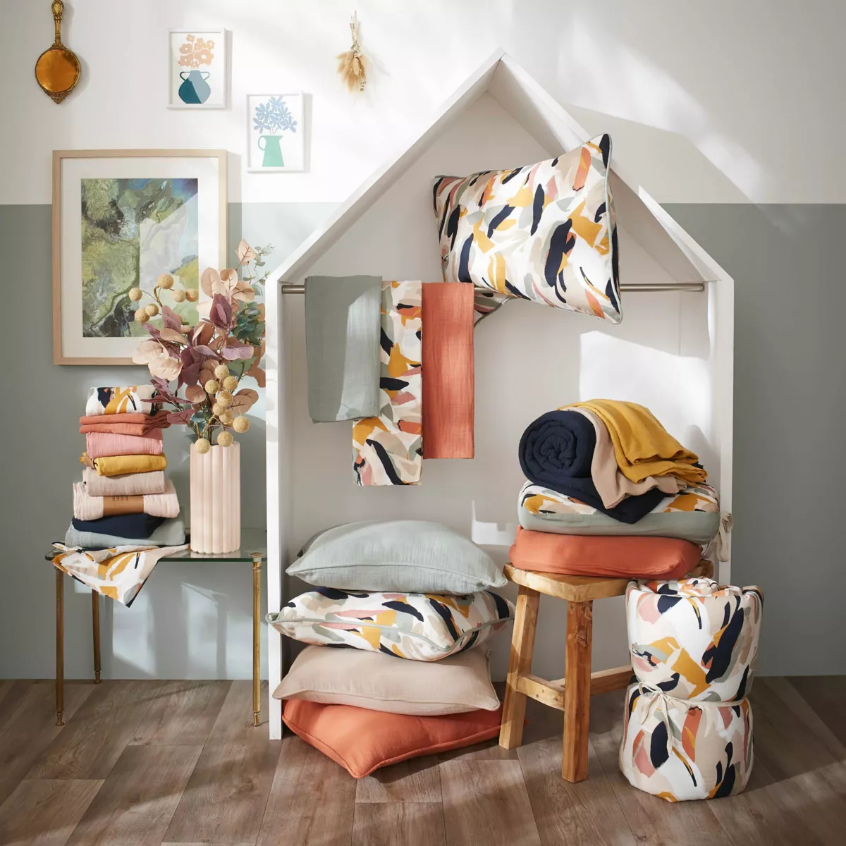 Camino de cama edredón de gasa de algodón (90 x 200 cm) Mathilda Multicolor