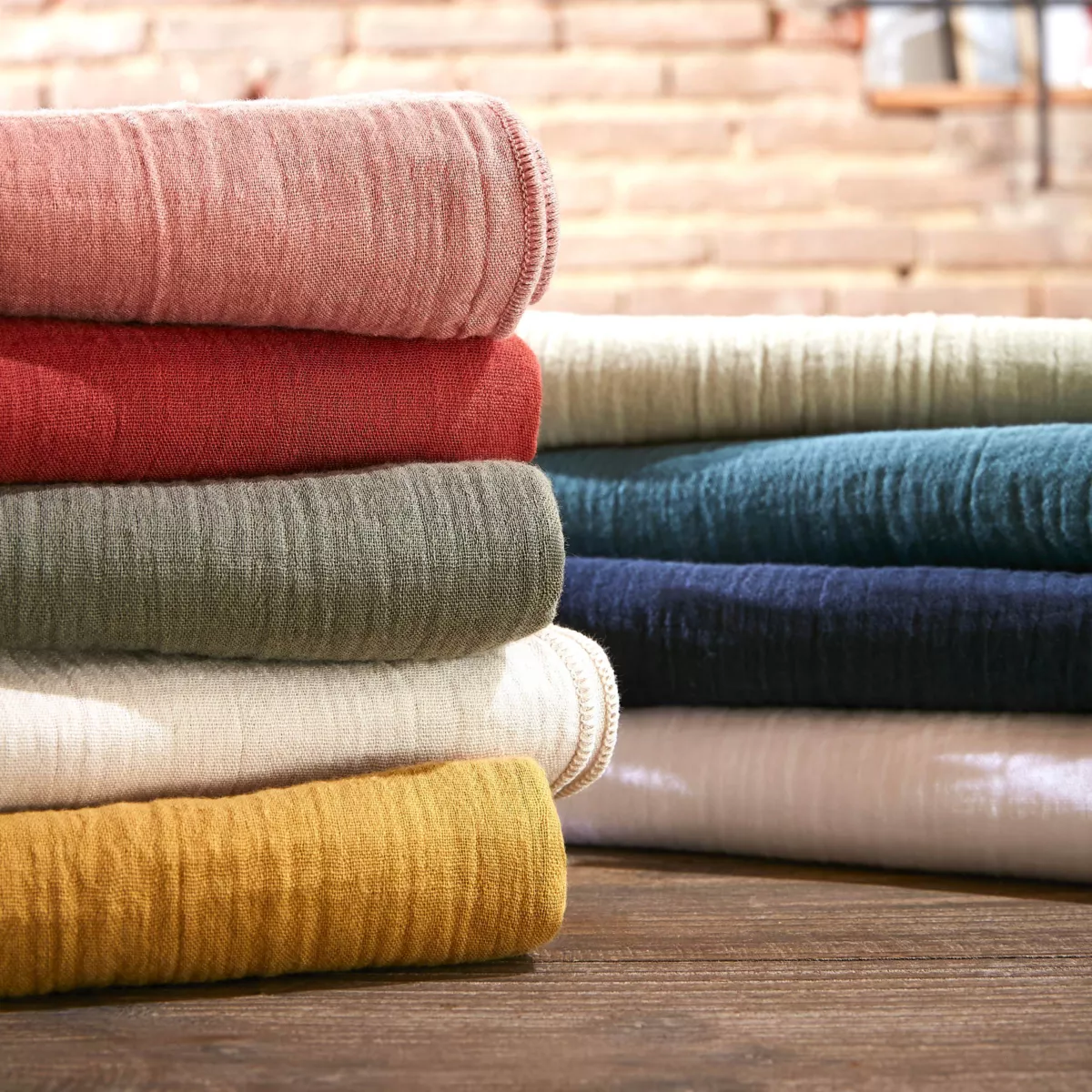 Cubrecama acolchado de gasa de algodón (240 x 220 cm) Gaïa Albaricoque