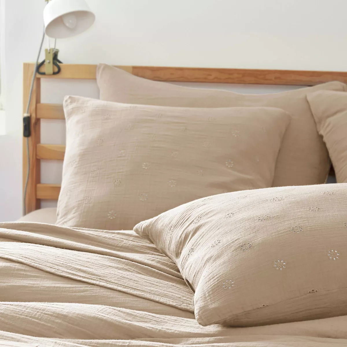 Funda de almohada cuadrada gasa de algodón (60 x 60 cm) Gaïa Boho Marrón cuerda