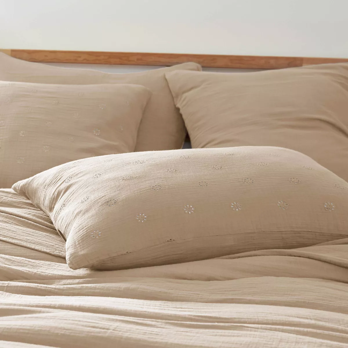 Funda de almohada rectangular de gasa de algodón (50 x 70 cm) Gaïa Boho Marrón cuerda