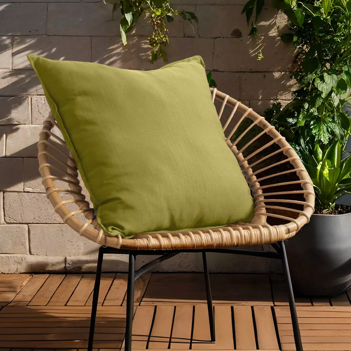 EM - Coussin dŽhoussable 60 x 60 cm Polyester uni SUNSET Vert olive