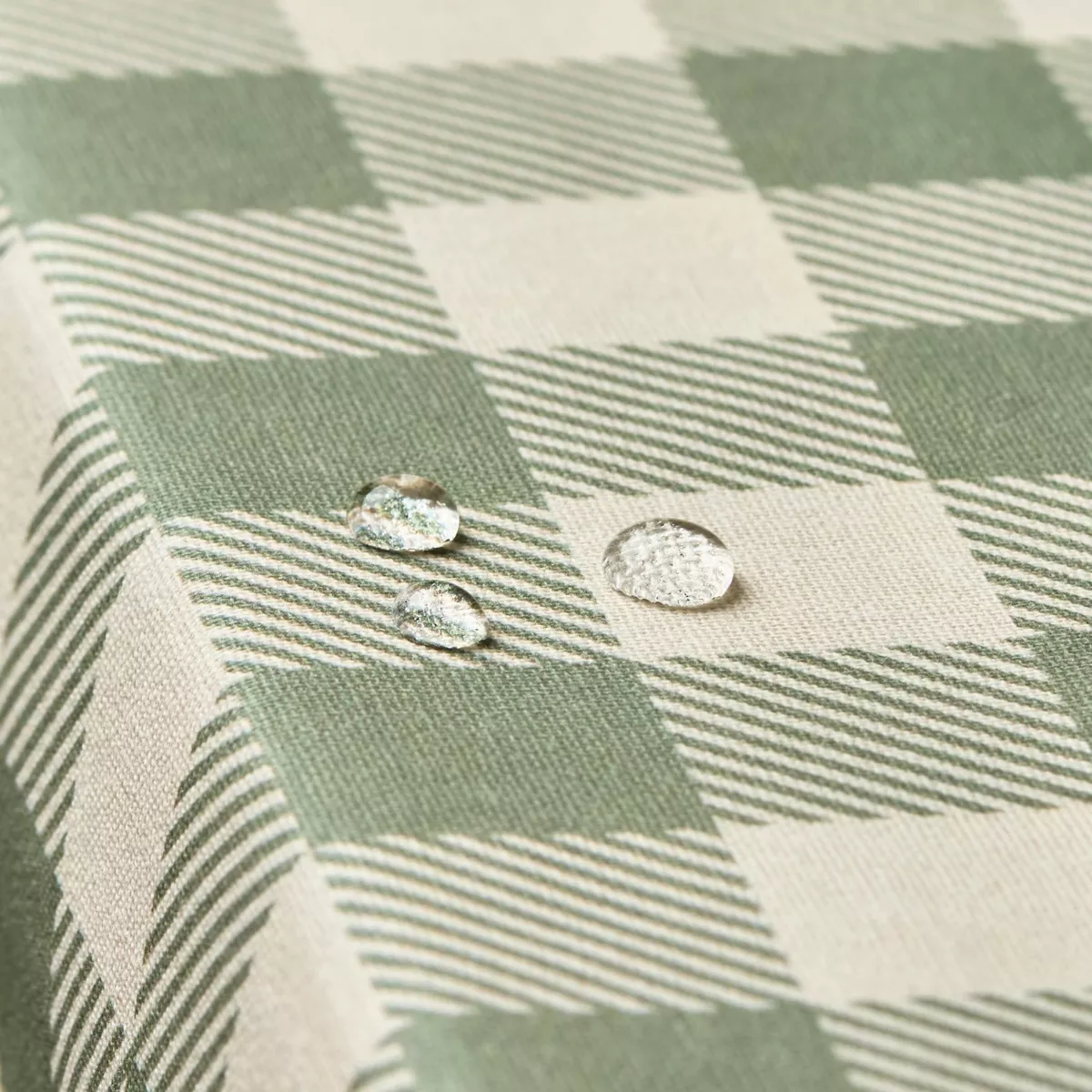 Tischdecke rechteckig Baumwolle beschichtet (150 x 250 cm) Vichy Salbeigrün