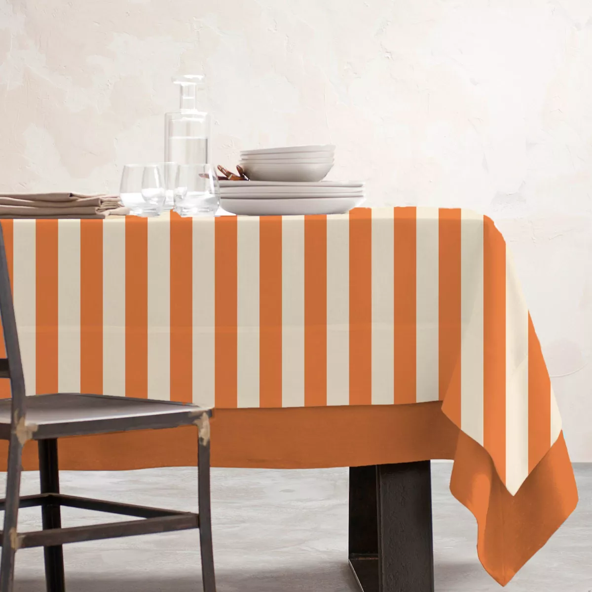 EM - Nappe en coton enduit 150 x 250 cm CLEMENTINE orange