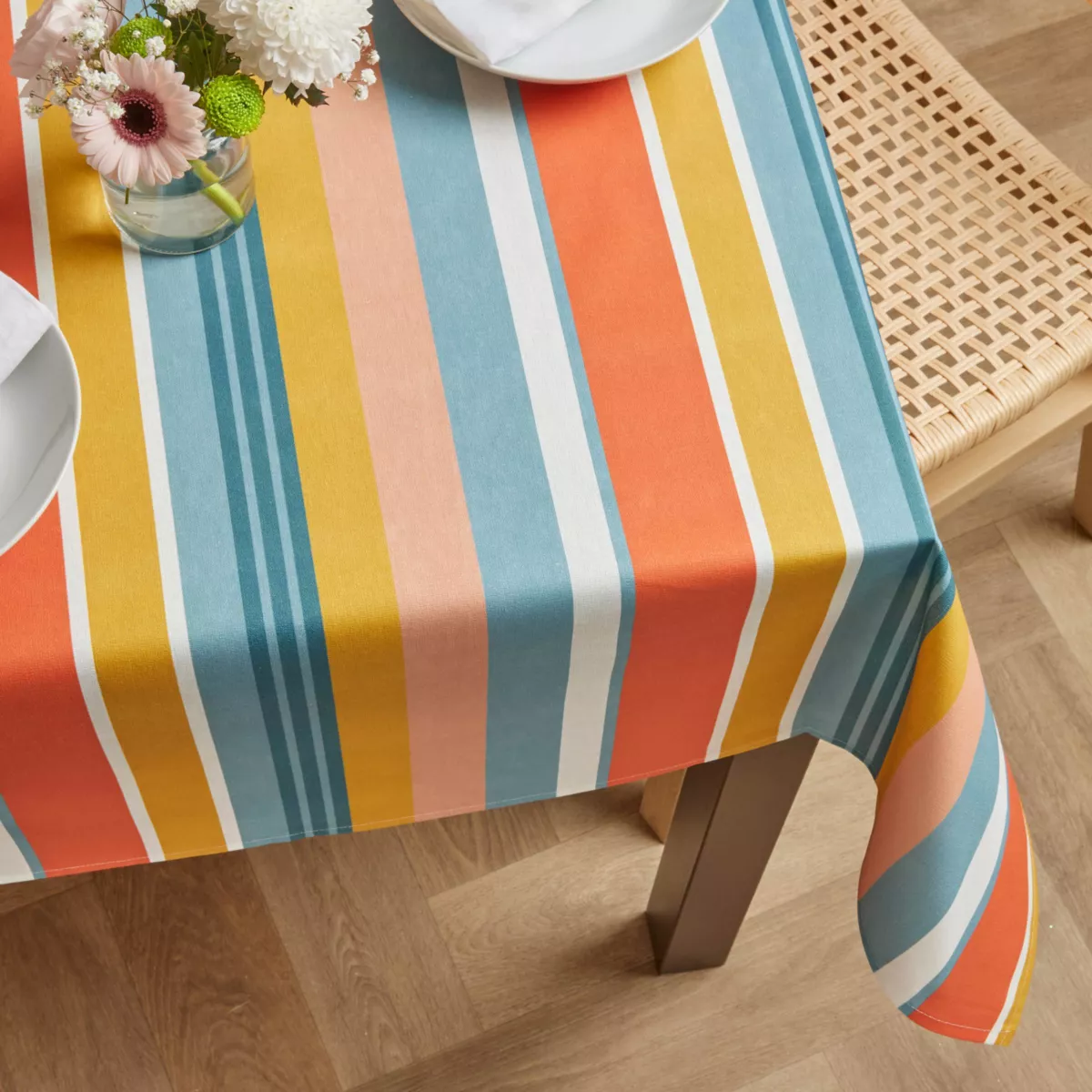 EM - Nappe en coton enduit 150 x 350 cm MANDARINE