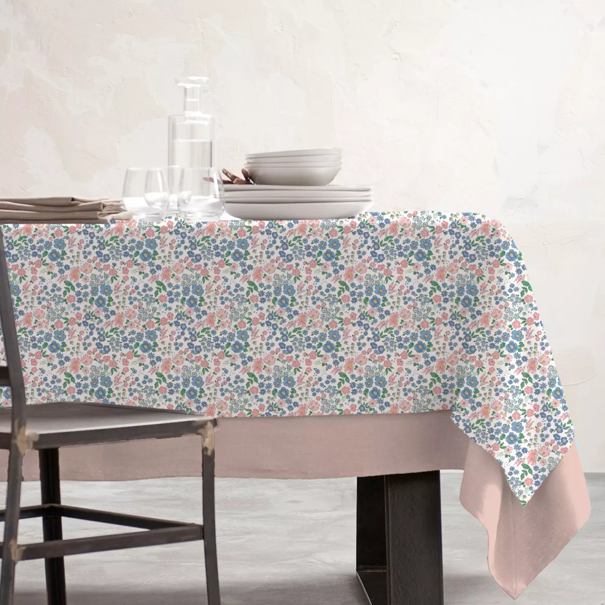 EM - Nappe en coton enduit 150 x 350 cm COROLLE