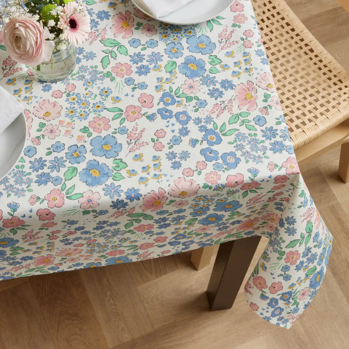 Tischdecke rechteckig Baumwolle beschichtet (150 x 250 cm) Corolle Mehrfarbig