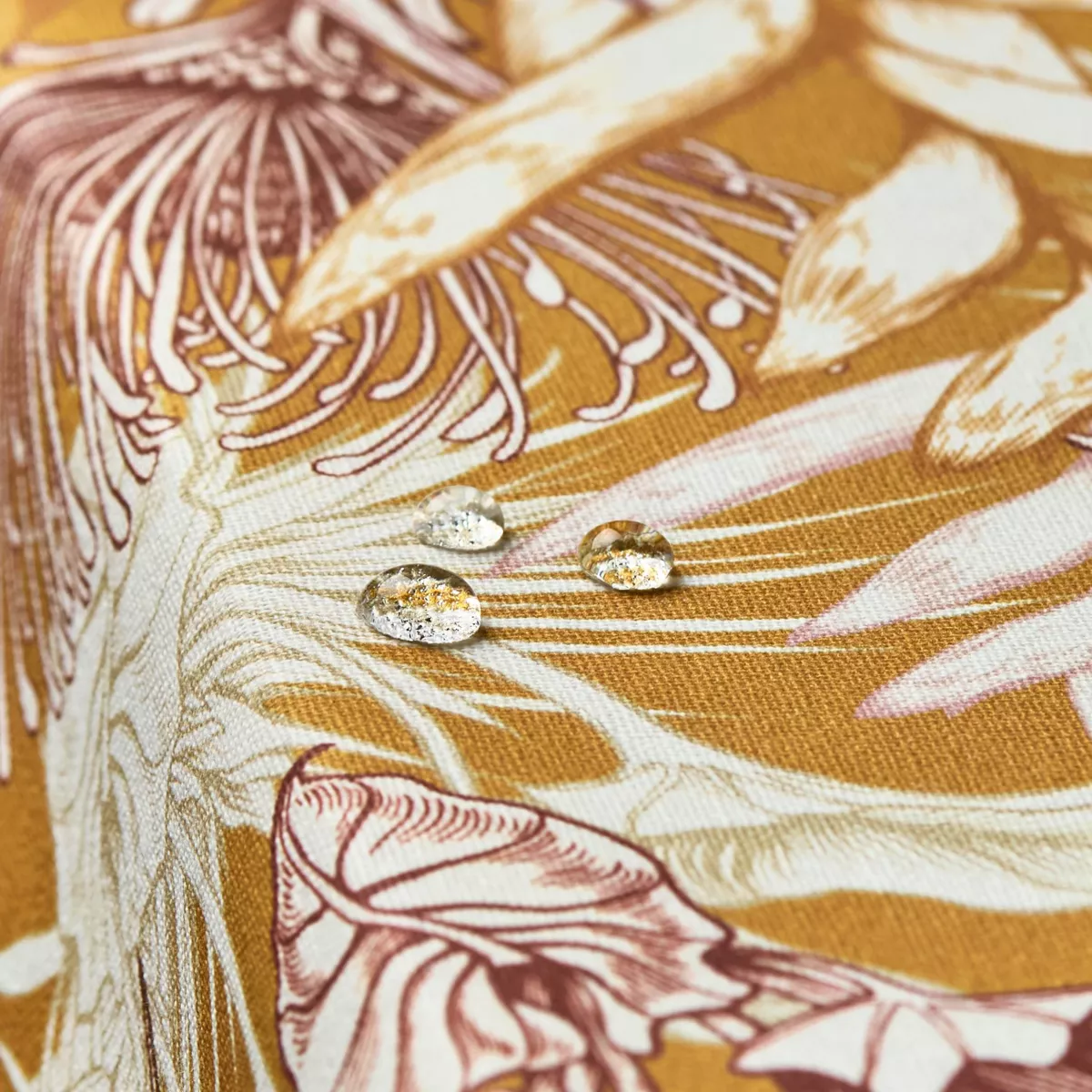 Tischdecke rechteckig Baumwolle beschichtet (150 x 350 cm) Granada Honiggelb