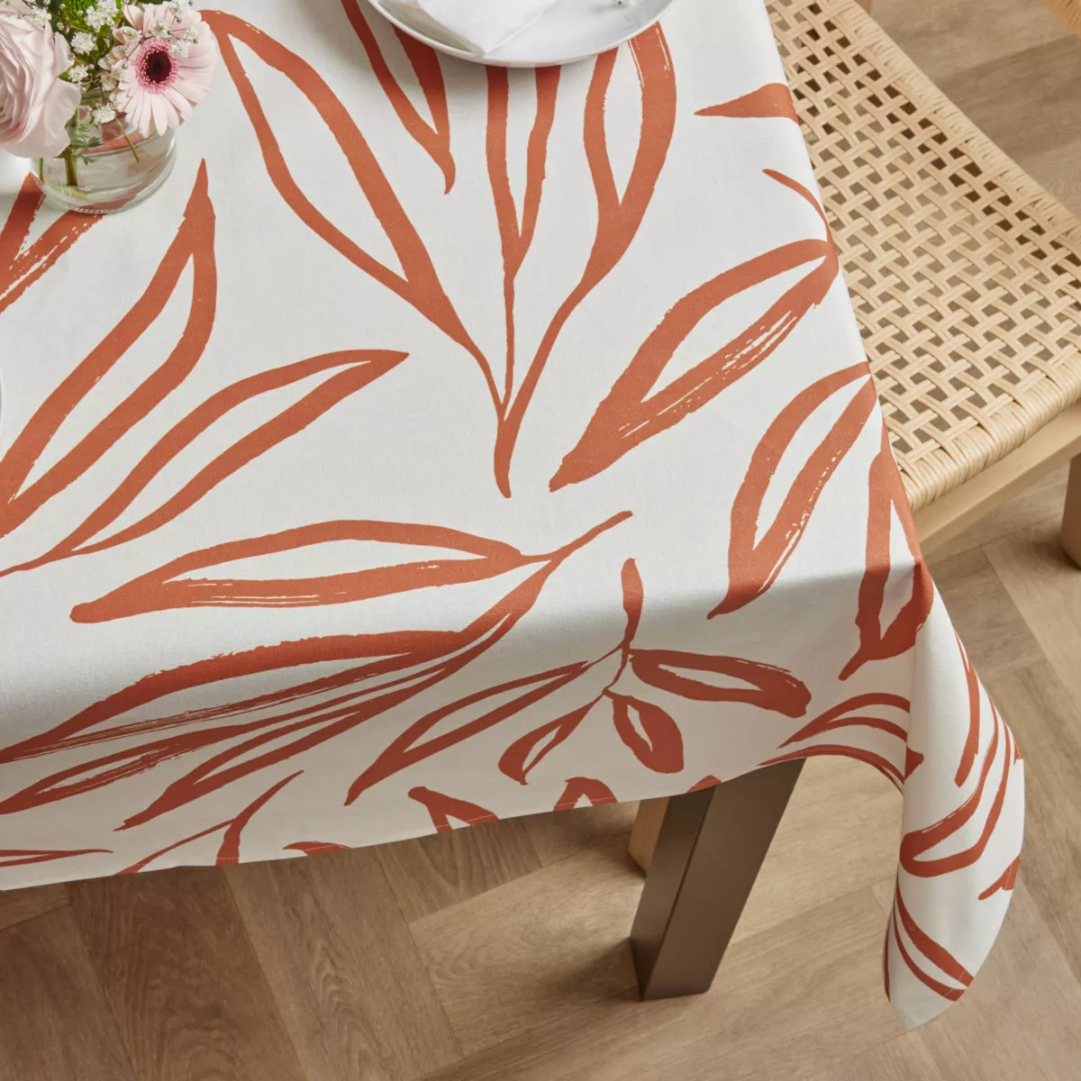 Tovaglia rettangolare cotone antimacchia (150 x 250 cm) Galice Terracotta