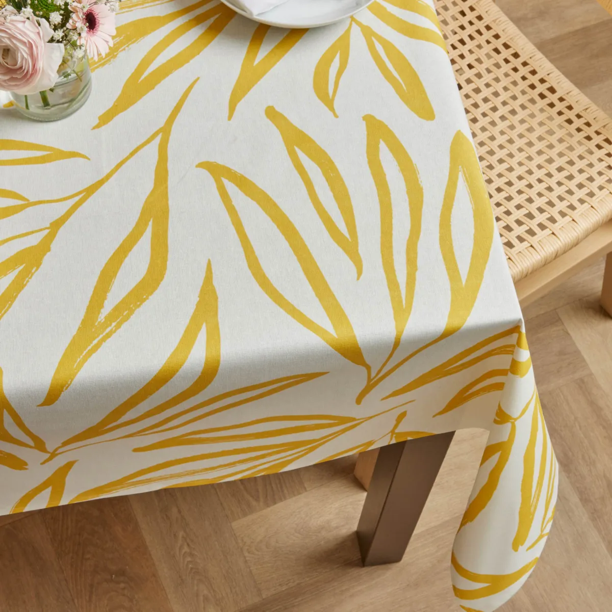 Mantel rectangular de algodón revestido (150 x 250 cm) Galice Amarillo mostaza