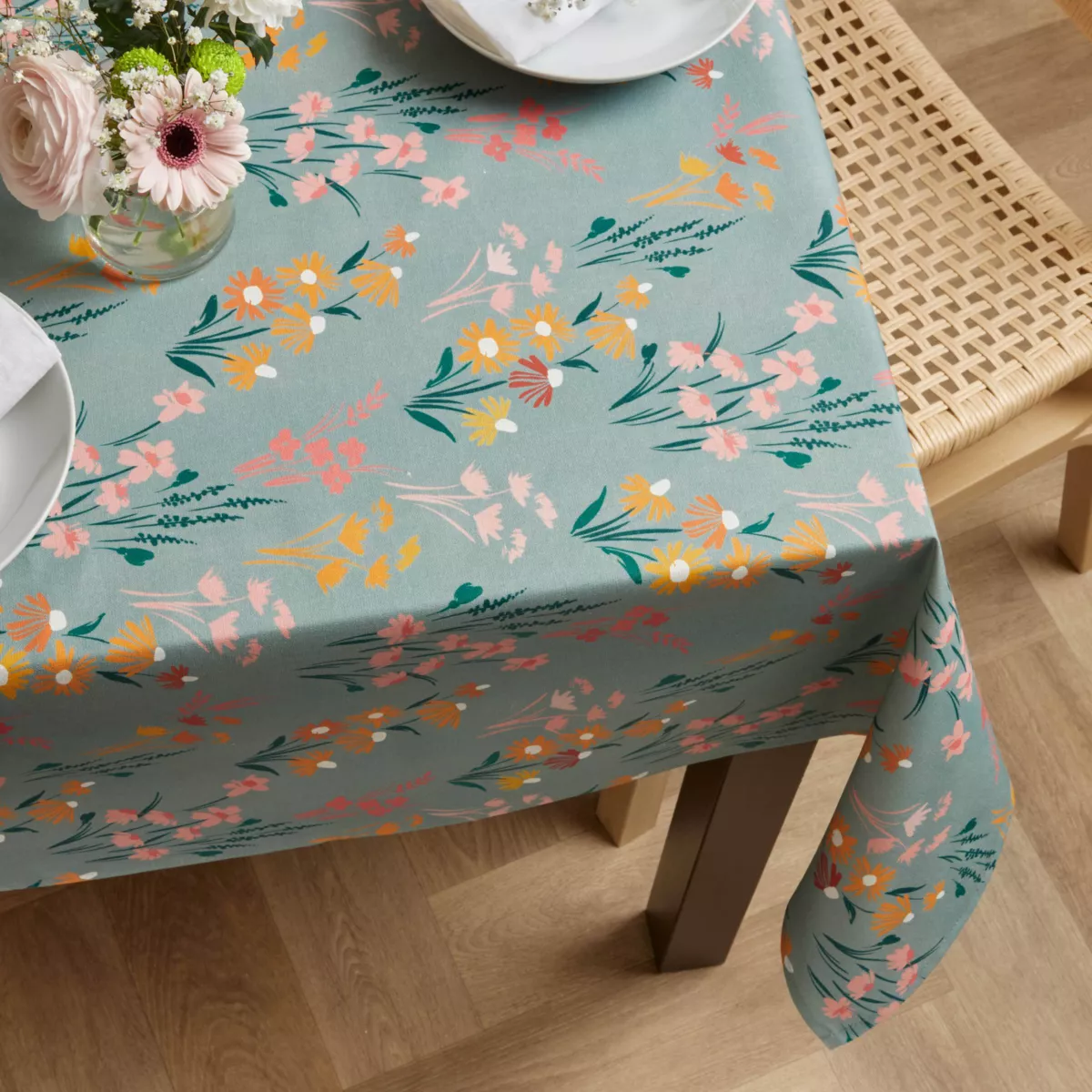 EM - Nappe en coton enduit 150 x 250 cm JULIETTE eucalyptus