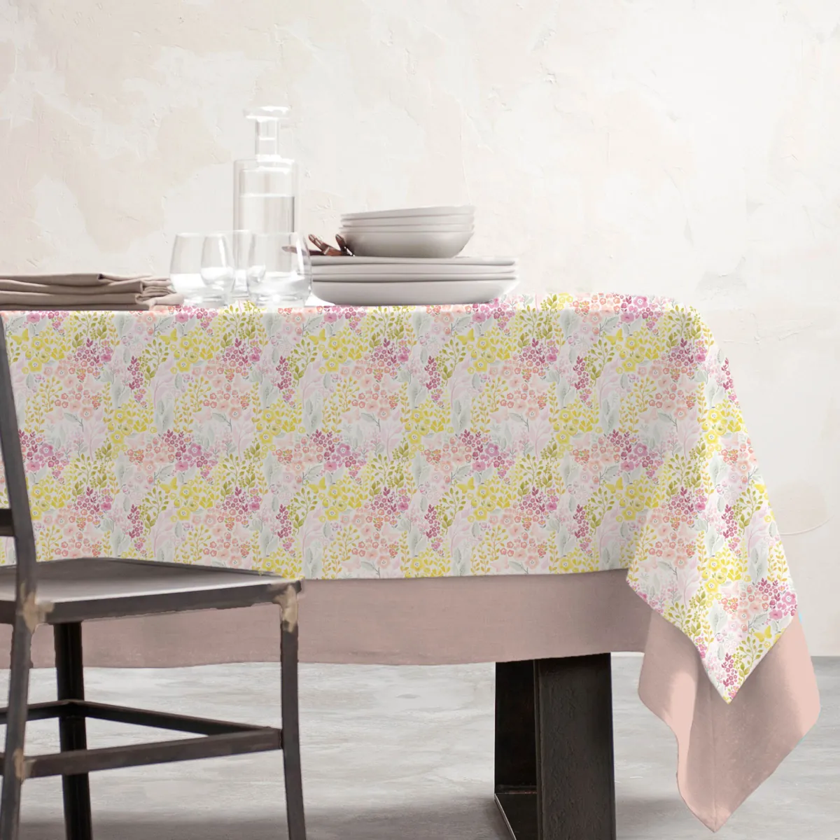 EM - Nappe en coton enduit 150 x 350 cm PAQUERETTES