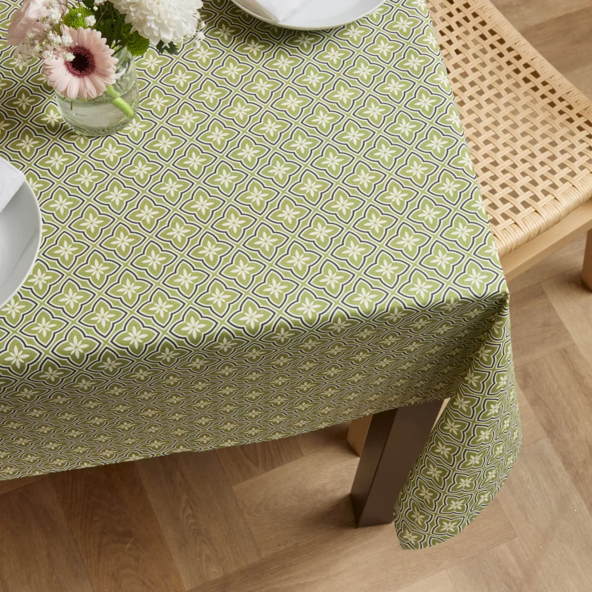 Tischdecke rechteckig Baumwolle beschichtet (150 x 250 cm) Gloria Grün