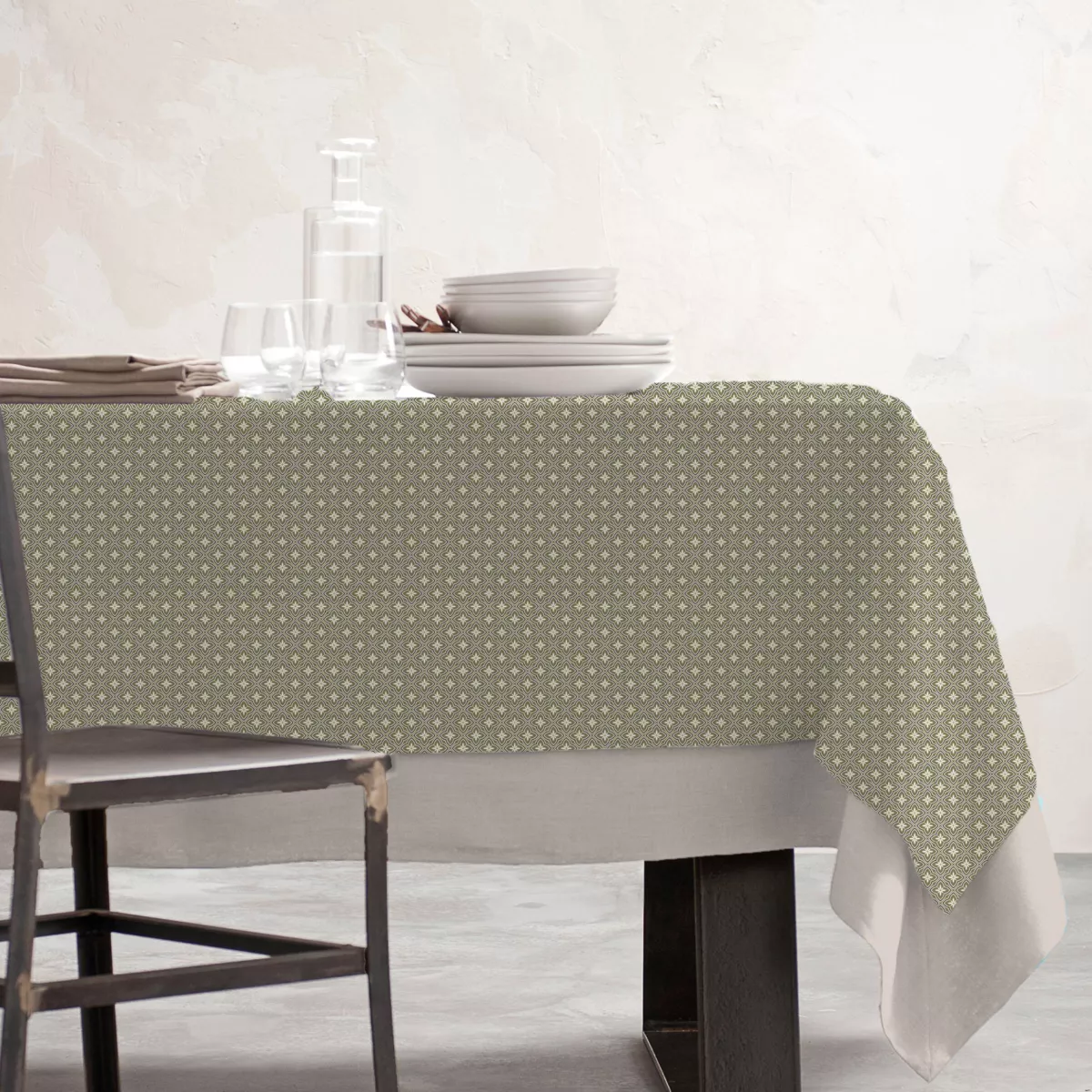 Tischdecke rechteckig Baumwolle beschichtet (150 x 250 cm) Gloria Grün