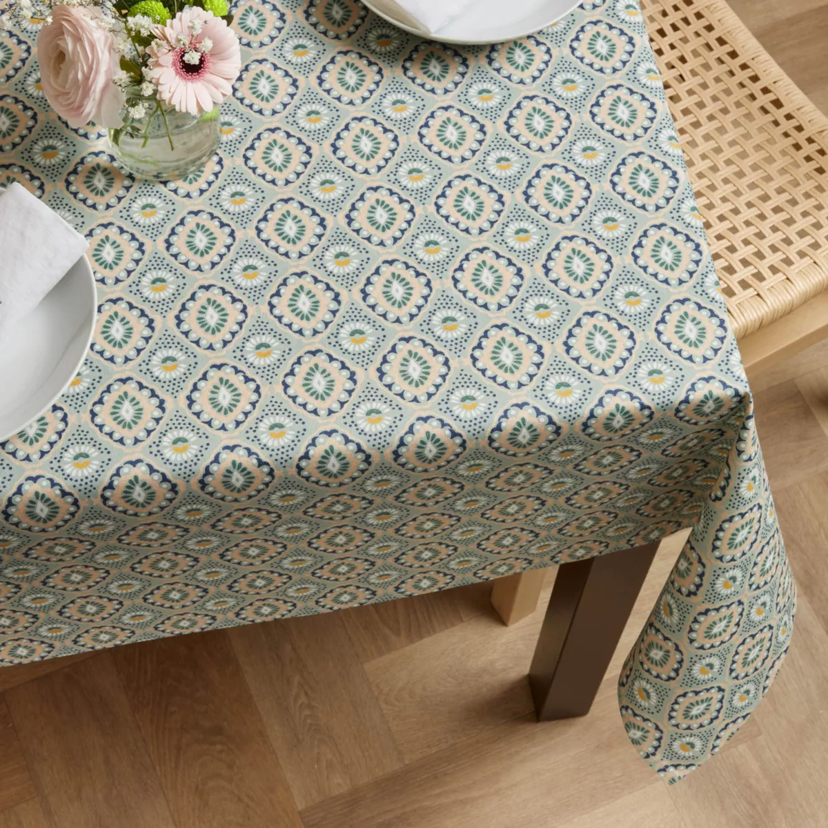 Rechthoekig gecoat katoenen tafelkleed (150 x 250 cm) Palermo Groen