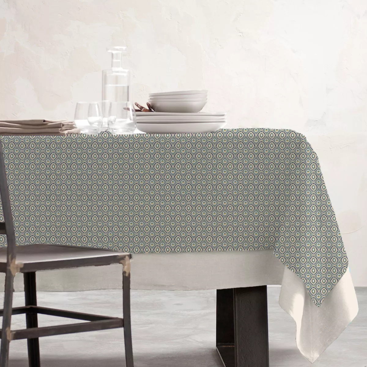 Tischdecke rechteckig Baumwolle beschichtet (150 x 250 cm) Palerme Grün